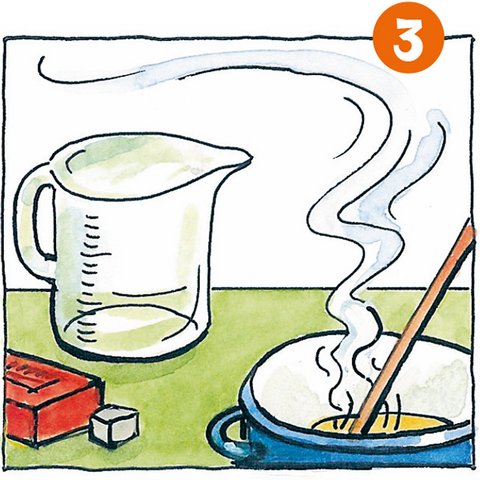 Kochtopf mit Wasser und Brühwürfel