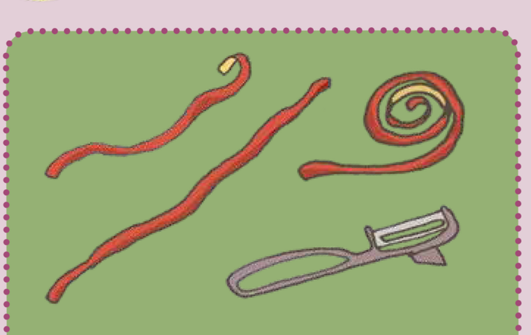 Spiralen aus Apfelschalen mit Schälmesser