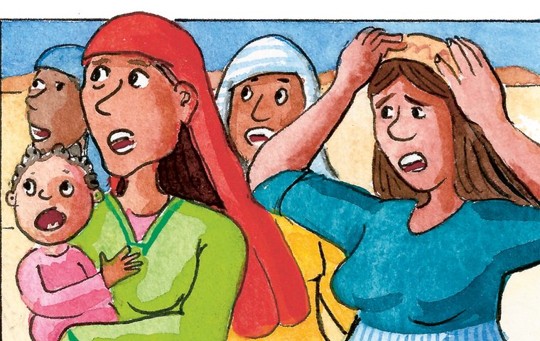 Miriam tanzt vor Freude Die Frauen jammern.