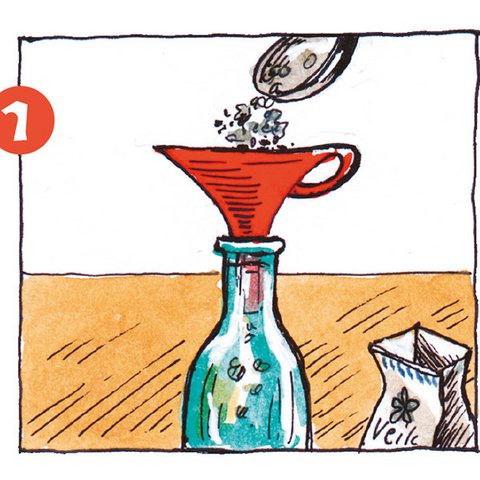 Veilchenblüten in Flasche füllen