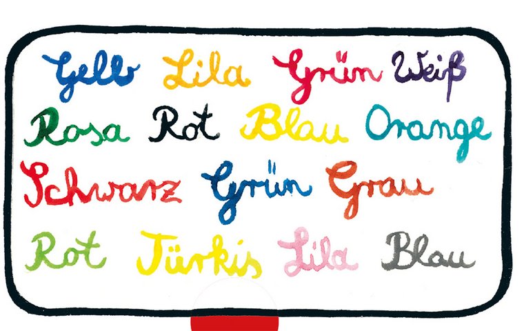 Bunt geschriebene Farben als Wörter
