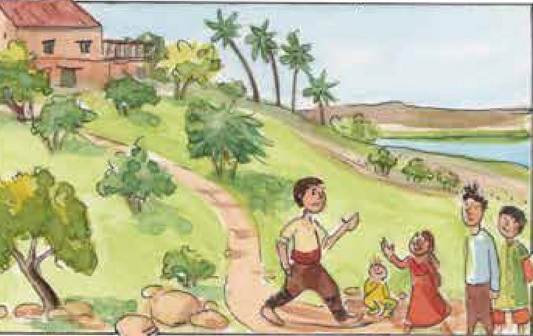 Jesus mit Freunden am See.