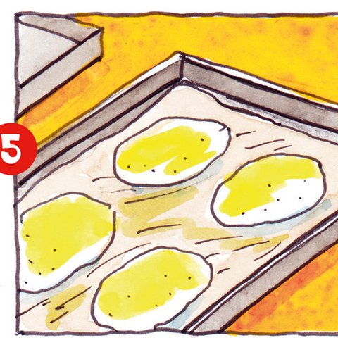 Ausgerollte Matzefladen auf Backblech