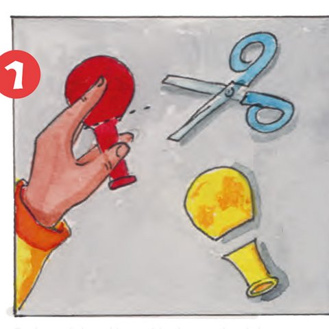 Bei rotem und gelbem Ballon Hals abschneiden.