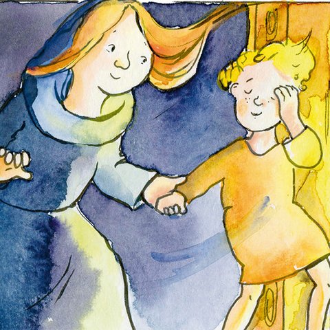 Das Geheimnis von Pfingsten Mutter mit Kind im Wind