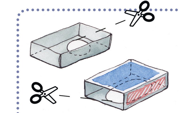 Löcher in Streichholzschachtel schneiden