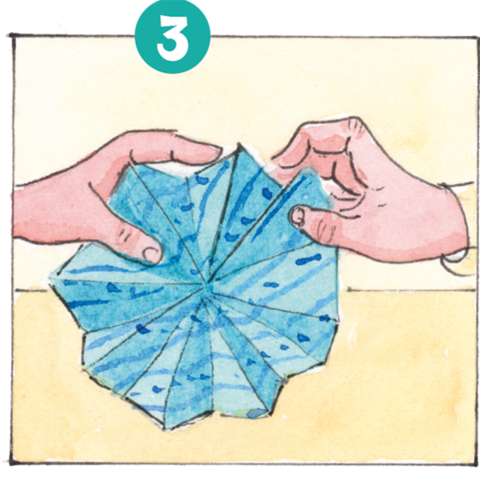 Gefalteten Papierkreis öffnen.