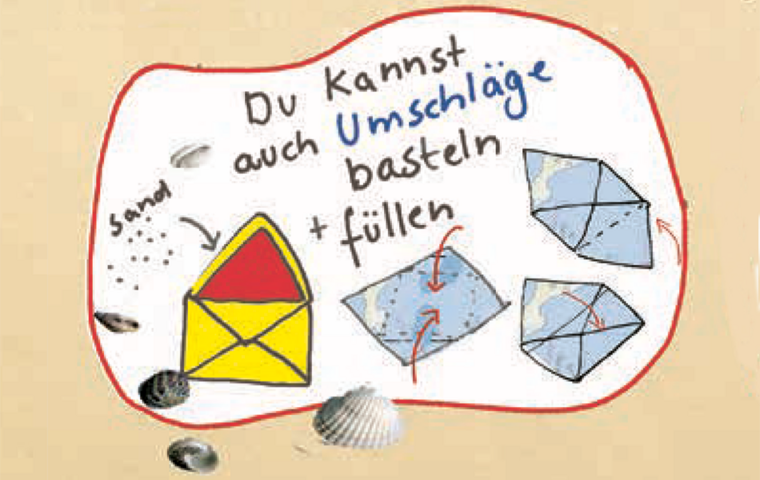 Zeichnung von Briefumschlägen und Schrift