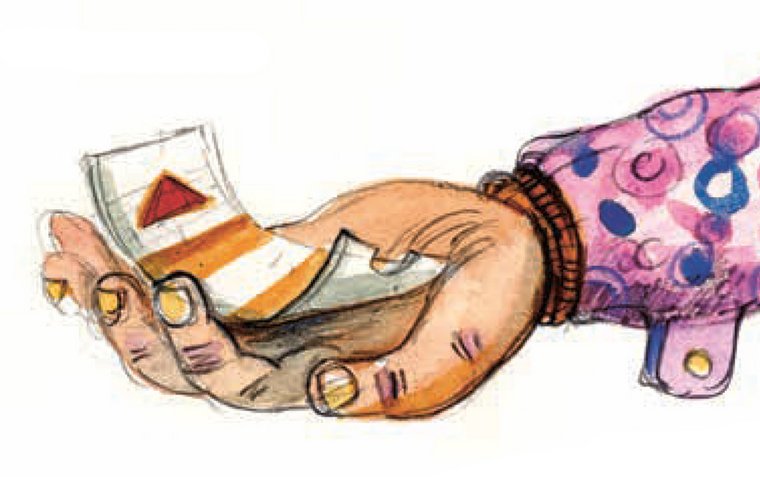 Ticket in Hand des alten Mannes