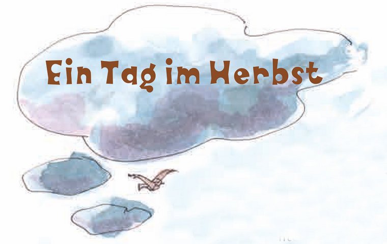 Dunkle Wolke mit braunem Schriftzug "Ein Tag im Herbst".