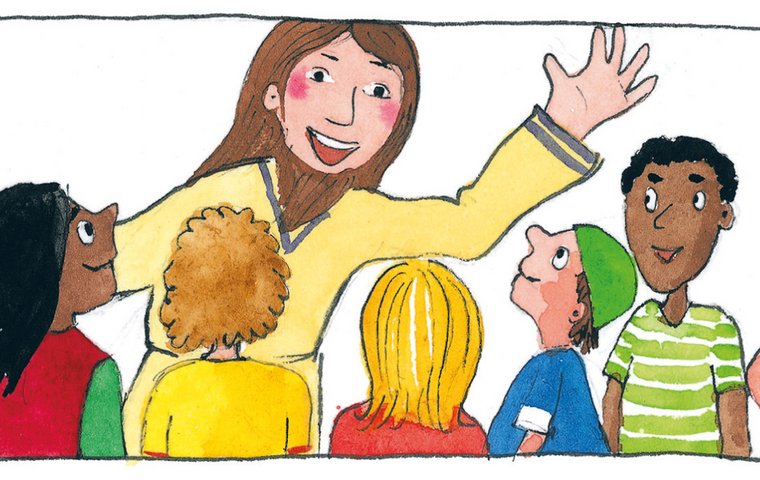 Gott sorgt für Euch Jesus spricht mit den Kindern.
