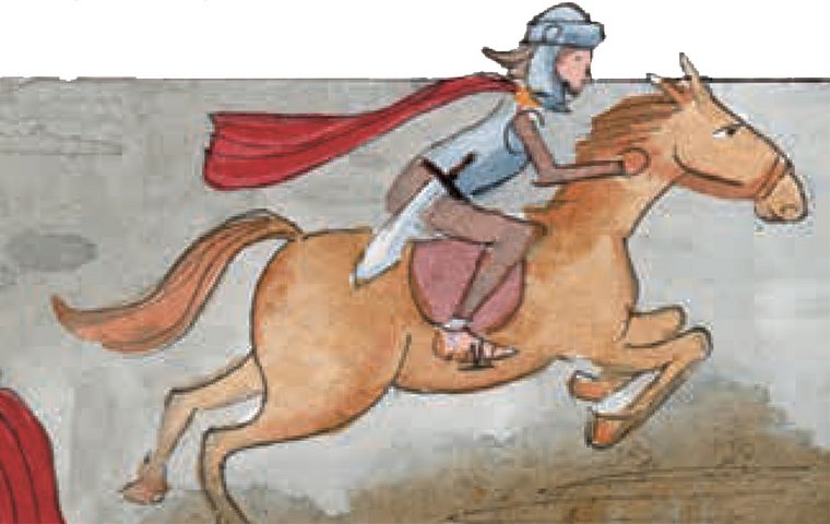 Martin galoppiert auf seinem Pferd davon.