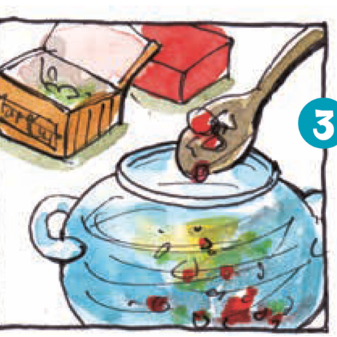 Tiefkühlfrüchte in Bowle geben