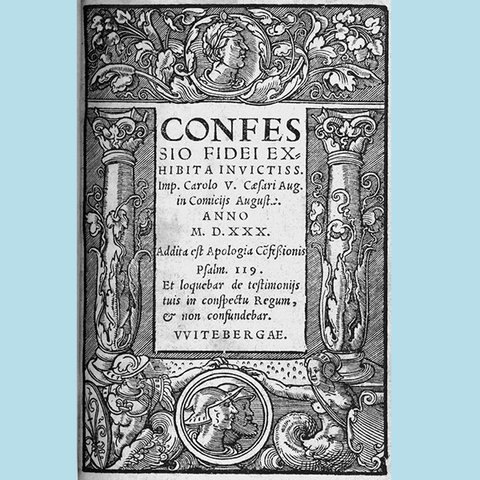 Titelblatt Erstausgabe des Augsburger Bekenntnisses. Wittenberg, 1531.