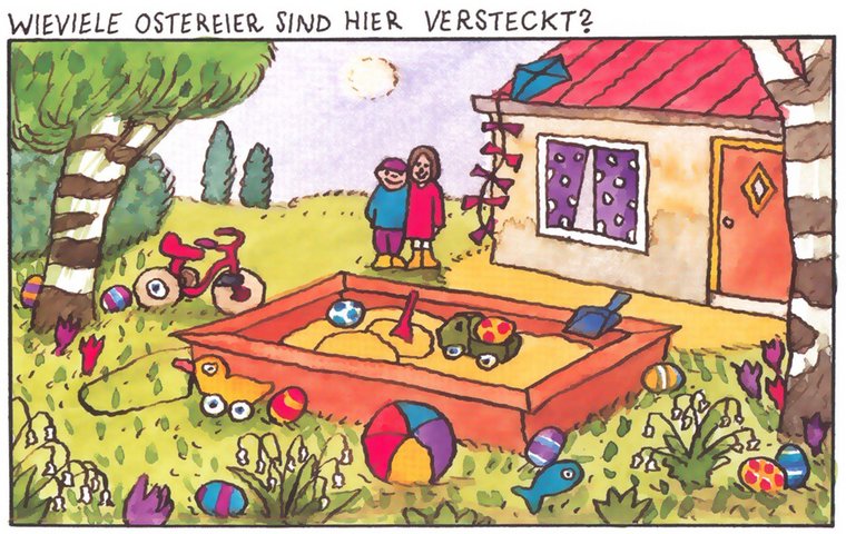 Garten mit Ostereiern