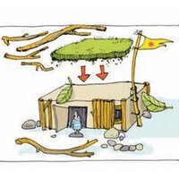 Bastelanleitung für Wichtelhaus aus Karton, Moos und Stöckchen