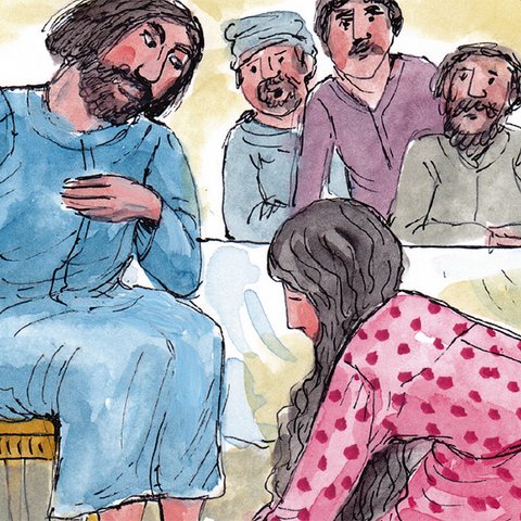 Mutige Marias Maria Magdalena wäscht Jesus die Füße.