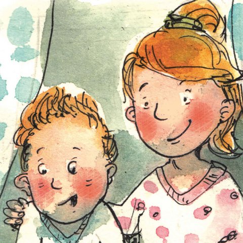 War da nicht ein Rascheln? Hannes und Lena schauen aus dem Fenster.