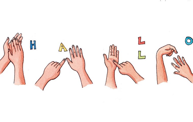 Verrückte Daumen HALLO mit Handalphabet