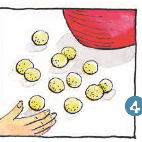 Hand formt Teigbällchen.