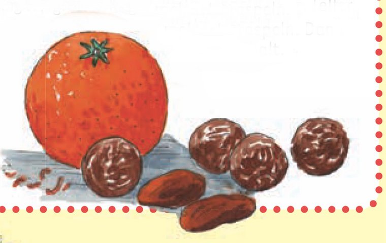 1 Orange, 2 Datteln und 4 Energie-Kugeln