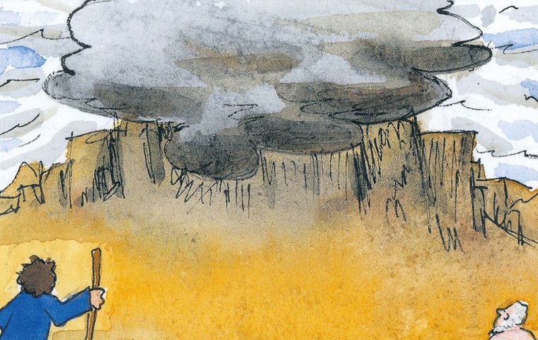 Die Zehn Gebote Mose steigt auf den Berg, er will mit Gott sprechen.