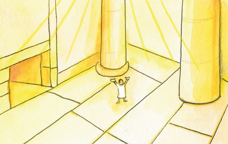 Jesus zeigt, was er kann Der kleine Jesus allein im großen Tempel
