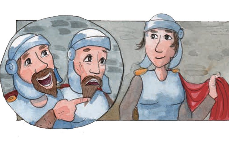 Die beiden Soldaten lachen Martin aus.