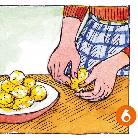 Mit Händen Bällchen formen
