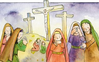 Frauen bei Kreuz mit Jesus