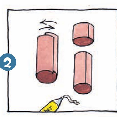 Ausgeschnittene Rolle zusammenkleben.