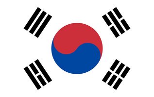 Flagge Südkoreas in Rot Blau Schwarz auf Weiß