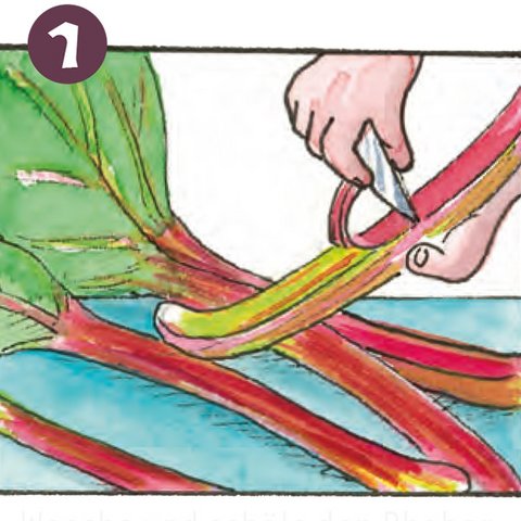 Rhabarberblätter schälen