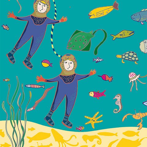 2 Taucher mit bunten Fische unter Wasser