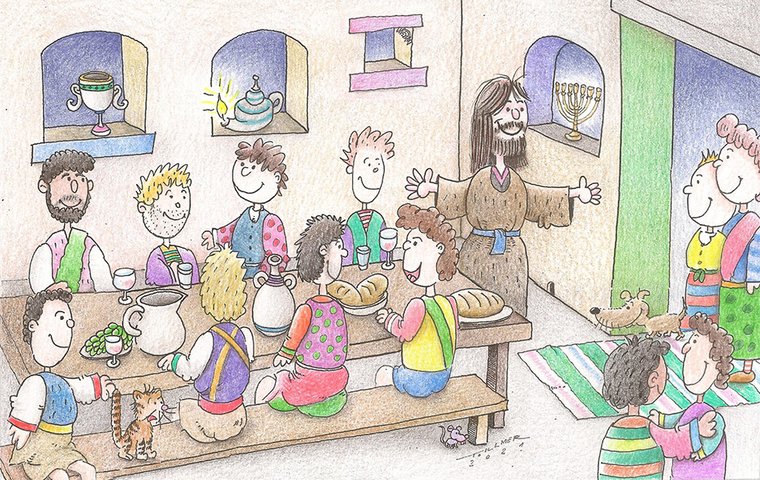 Jesus und Jünger beim Abendmahl