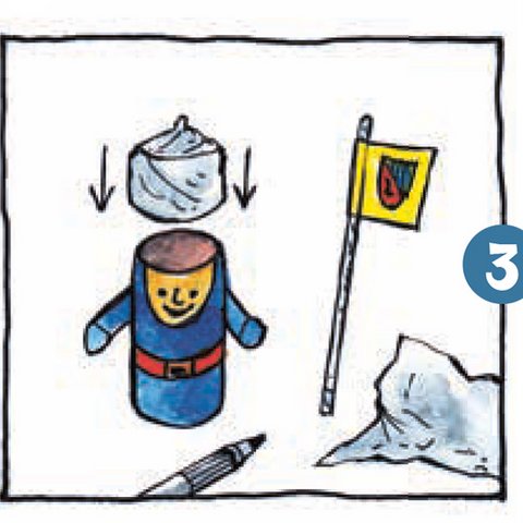 Aluhelm auf Papprollenritter kleben