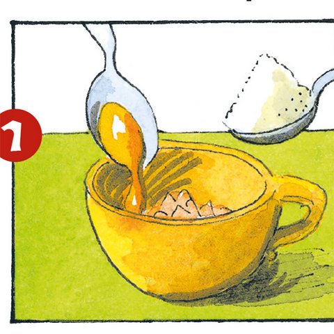 Wunschbrötchen Hefe mit Mehl und Wasser mischen