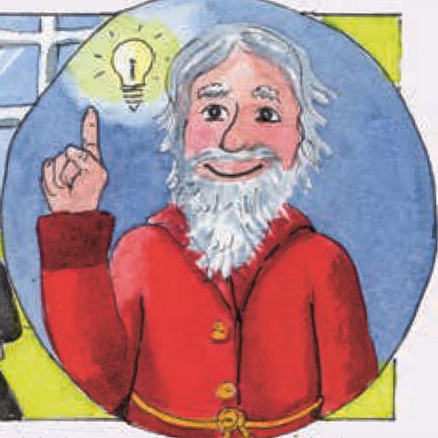 Lächelnder alter Mann mit weißem Bart und rotem Mantel