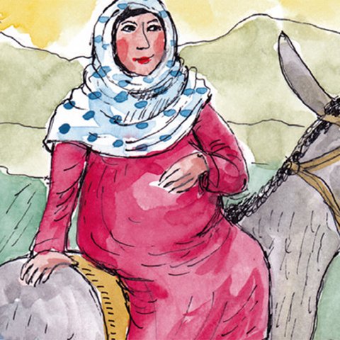 Mutige Marias Petra Schwangere Maria auf Esel