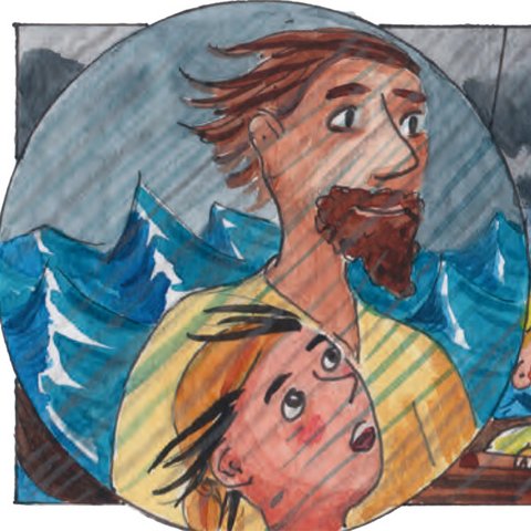 Jesus mit Andreas im Sturm