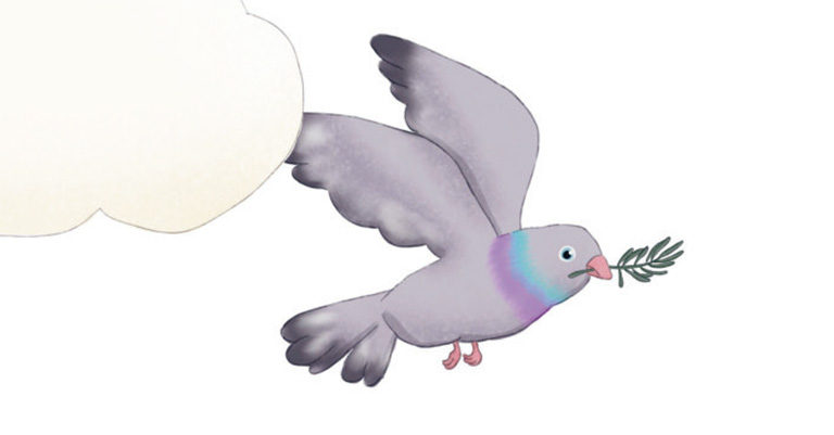 Fliegende Taube mit Olivenzweig