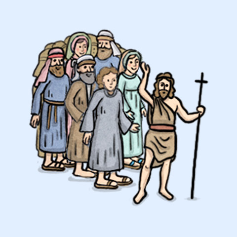 Johannes der Täufer mit Anhängern